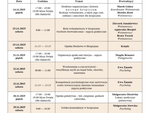 Kurs na Wolontariusza Opiekuńczego listopad 2025